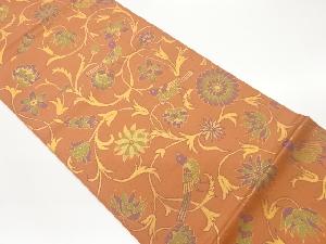 織悦製　花鳥唐草模様織出し袋帯